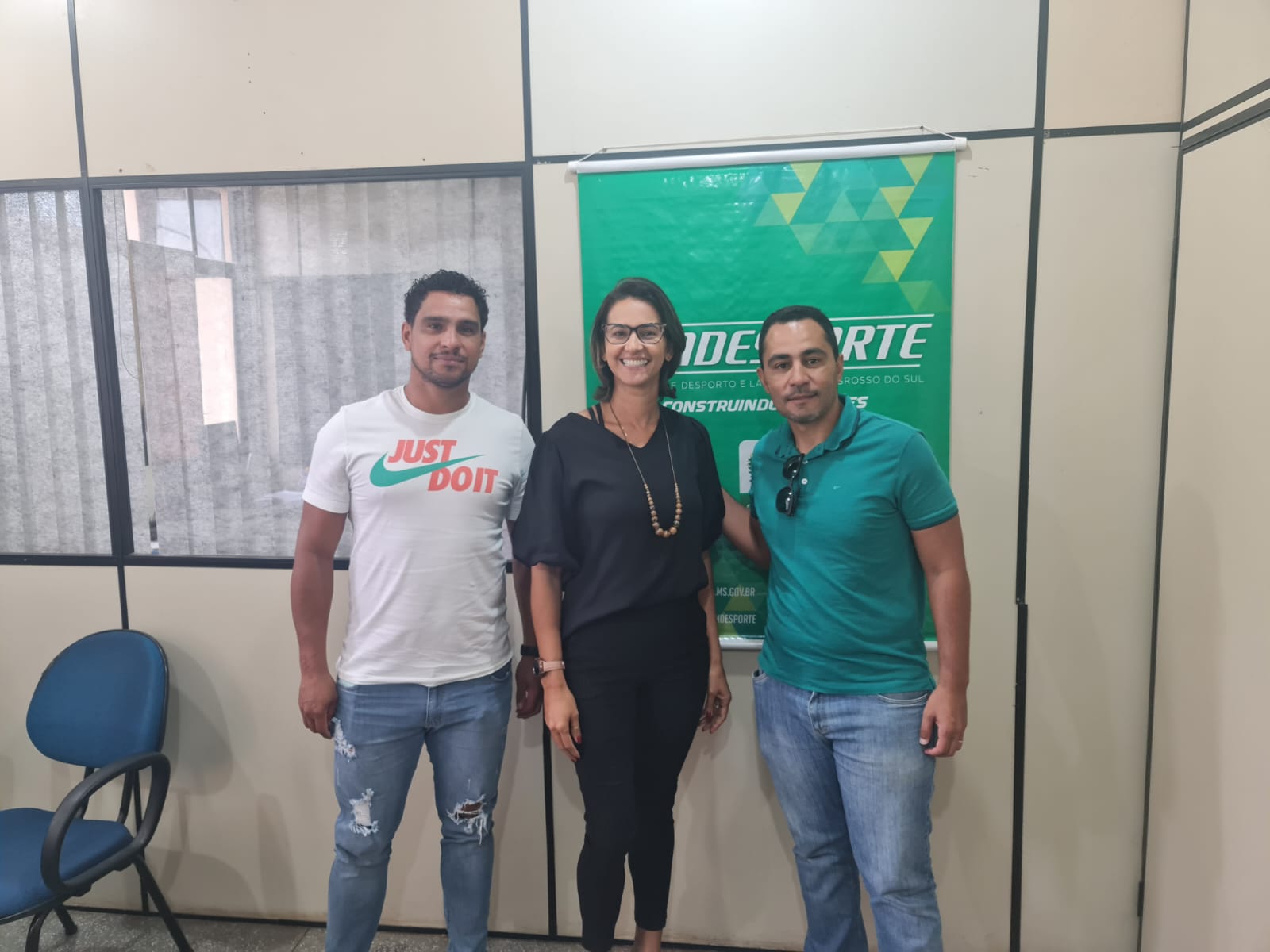 Reunião na Fundesporte - William, Karina e Joari - Foto: PMNA/Divulgação